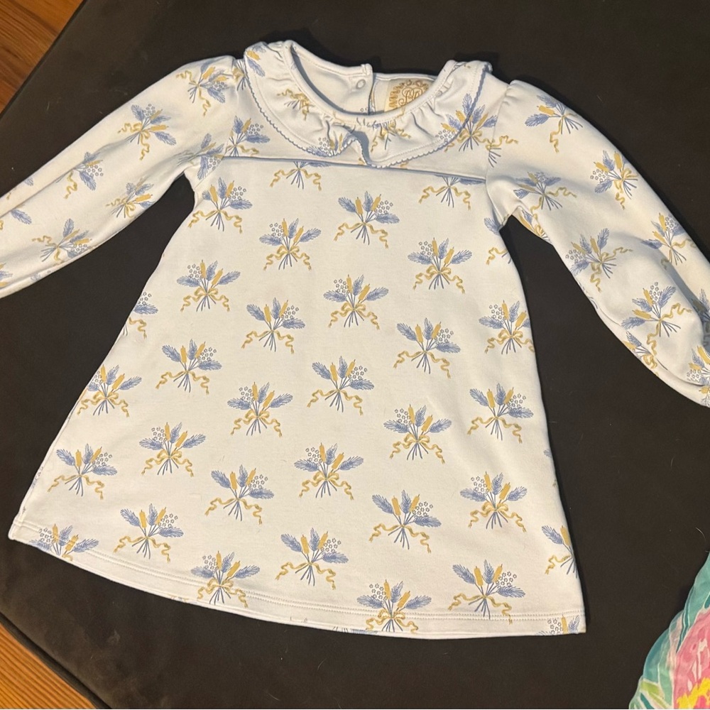 The Beaufort Bonnet Company White and Blue Floral Dress